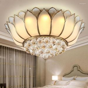 Ceiling Lights European Copper Crystal Lamp Led Lamps Living Room Garden Bedroom Round Restaurant Lotus Light