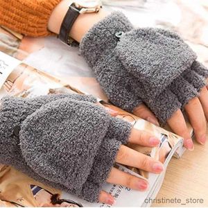 Children's Mittens Student Dual-use Boys Girls Warm Winter Coral Gloves Convertible Flip Top Half Finger Gloves Knitting Mittens