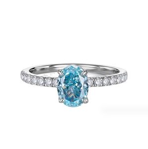 Choucong Orijinal Alyans Güzel Takı Farkling Gerçek 100% 925 STERLING Gümüş Oval Kesim Moissanite Aquamarine Elmas Kadın Nişan Band Ring Hediye