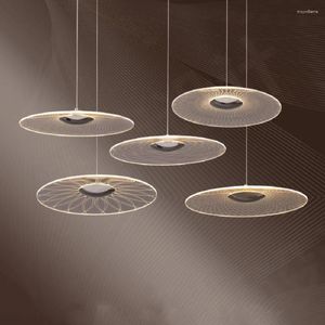 Lampy wiszące nowoczesne kreatywne światła LED przezroczysty szklany sypialnia okrągła lampa wisząca nordycka projektant restauracji proste oprawy