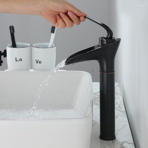 Bathroom Sink Faucets Basin Faucet And Cold Mixed Tap Black/Nickel Single Hole Platform Waterfall Deck Mounted