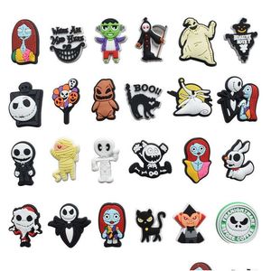 Tecknad accessoarer charms halloween skräck pumpa sally jack The Nightmare Before Christmas Cartoon Shoe Accessories PVC Decoration DH8MB