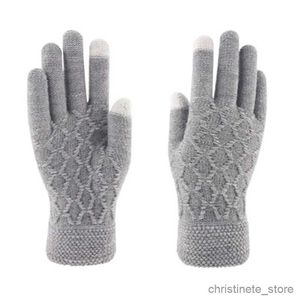 Children's Mittens Men's Knit Mitten Winter Full Finger Wool Jacquard Outdoor Sport Riding Plus Thicken Touch Screen Driving Warm Gloves U33