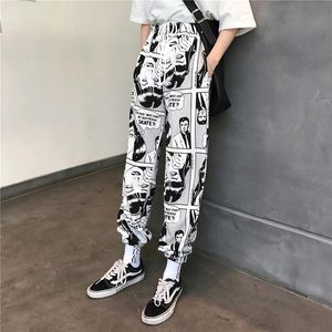 Pantaloni Pantaloni casual sportivi larghi da donna Pantaloni Harem con piede a fascio Pantaloni da jogging stampati con fumetti Pantaloni casual Hip Hop