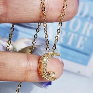 Ожерелья с подвесками CAOSHI, элегантное золотого/серебряного цвета, ожерелье в форме луны с прекрасным крошечным сердечком, изысканные обручальные украшения для женщин