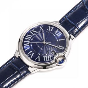 6V Högkvalitativ kvinnors herrklocka Designer Blue Balloon Series Automatisk mekanisk modeklocka italiensk kohide stål Ta snabbt bort remmen 33mm 42mm