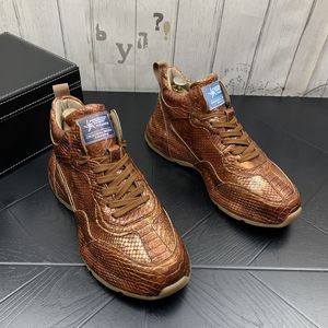 Herren Hochzeitskleid Schuhe Schlangenhaut Muster tragen Exotische Designer Loafer Unterseite des Pakets Schuhe erhöhen Lässige Turnschuhe zum Schnüren