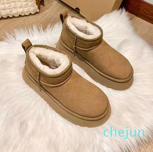 Moda australiana clássico ultra mini plataforma camurça chinelo feminino neve bota designer chinelos castanha pele de carneiro shearling botas