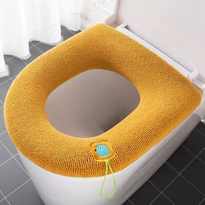 Toilet Seat Covers Cute Winter Warm Cover Closestool Mat Washable Bathroom Accessories Knitting Pure Color Soft Pad Bidet