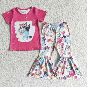 T -Shirts Mode Baby Girls Cartoon Print Süßes langarmes Kleid Großhandel Boutique Kinder Kleidung RTS Rock 230427