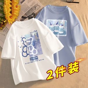 tshirts 2pcslot 여름 아기 티셔츠 재미있는 만화 유니스크 유니스세렉스 귀여운 애니메이션 힙합 탑 티 어린이 큰 어린이 고등학교 230427