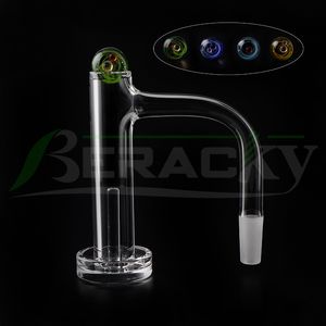 Beracky Full Weld Beveled Edge Contral Tower Smoking Quartz Banger With Glass Universe Galaxy Space Marble Quartz Terp Pill 16mmOD Fully Welded Nails For Water Bongs