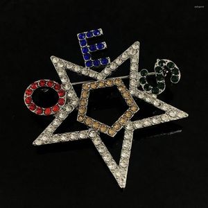 Broschen The Order Of Eastern Star Custom Sticker Metall Silber Farbe Pin Perle Strass ABSTIMMUNG OES Brosche Schmuck