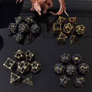 Pure copper plated metal dice DND dragon and dungeon hollow dice set TRPG insect screening polyhedron Cthulhu running group board game