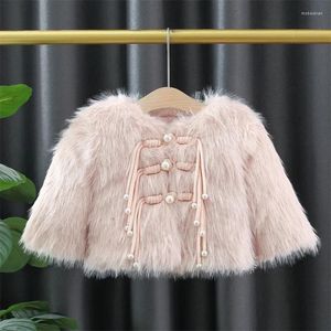 Jackets Wholesale Of Children's Coat For Girls Winter Clothes Pure Color Baby Faux Fur Thickened