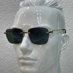 Gold/Dark Gray Rimless Sunglasses Men Fashion Sports Sunglasses Sunnies gafas de sol Sonnenbrille Sun Shades UV400 Eyewear with Box