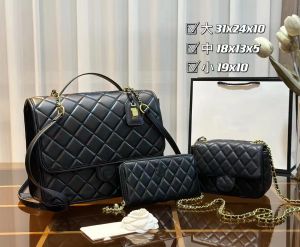 10A حقيبة جديدة عالية الجودة عالية الجودة من ثلاث قطع مجموعة من الجلد الكلاسيكي سيدات سيدات أحادية الكتف حقيبة رفاهية لوكوريس حقائب اليد