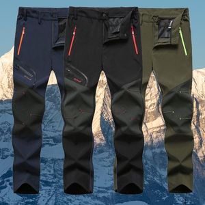 Calças 6xl homens inverno novo quente caminhadas trekking pesca acampamento escalada calças oversize à prova dwaterproof água ao ar livre feminino ciclismo calças de lã