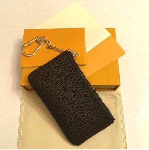 2023 Designer Fashion Womens Mens Key Ring Credit Card Holder Coin Purse Luxury Mini Wallet Bag Charm Brown Canvas With Box