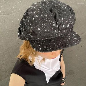 Berets Korean Exaggerated Large Star Cloud Hat Women's Retro Street Fashion Sboy Cap Spring And Autumn Versatile Painter's Hats