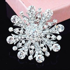 Spilla con fiocco di neve in cristallo Argento vintage placcato rodio Bouquet da sposa Spilla Pin Vendita calda Elegante spilla da banchetto per Lady LL