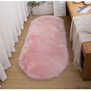 Mattor mjuka varma päls mattor för sovrum rosa rum dekor tjock oval imitation ull matta päls vardagsrum mattor fluffiga plyschprydnader