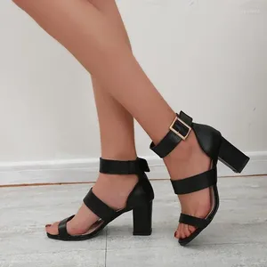 Dress Shoes Elegant Sandals Women High Heels Pumps 8.5cm Women's Banquet Waterproof Platform Toe Belt Buckle Thick Heel 43