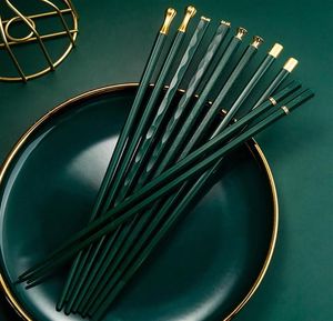 Зеленое золото, бытовые японские модные нескользящие палочки для еды из высокотемпературного сплава, семейная пара палочек для еды на персону042091667