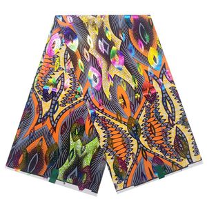 Tecido novo africano colorido cera dourada tecidos 100% algodão estampas moda nigeriana ancara pagne verdadeiro material 6 jardas t6062