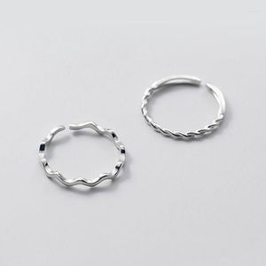 Klusterringar mode 925 sterling silver minimalistisk enkel tunn linje kurvvåg lindande smidig ring för kvinnor justerbara fina smycken