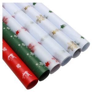 Papel de embalagem de papel de embrulho de presente de natal papel de tecido floco de neve forro flor saco de presente decoração papel 20 folhas 231127