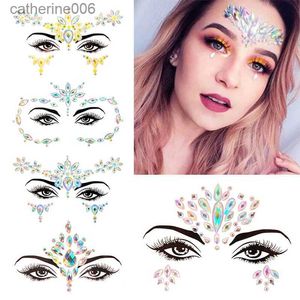 Tattoos Colored Drawing Stickers Crystal Face Sticker Tattoo Bar Music Festival Rhinestone Tattoo Sticker Carnival Party Face Decoration Face JewelsL231128