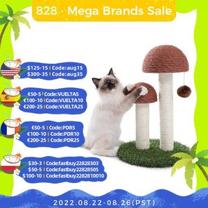 Scratchers Fast Delivery Mushroom Styling Cat Tree Condo Scratcher Post For Kitten Cat Training Toy Cat Toys with Ball Natural Sisal Climb