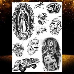 Tatuagens coloridas desenho adesivos chicano bandido méxico tatuagens temporárias para homens mulheres falso carro freira tatuagem religião adesivos realista volta impermeável tatoosl231