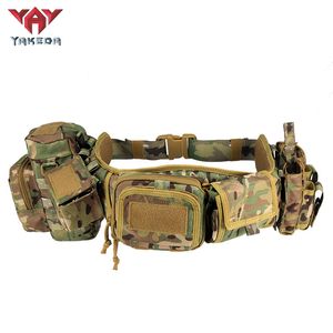 External Frame Packs YAKEDA 6 in 1 Tactics Waistband Gadget Pouch Waist Bag Adjustable MOLLE Detachable Storage Accessories Package Hunting Belt 230427