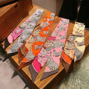 Halsdukar Summer Fall 100 Silk Scarf Twill Kerchief Luxury Fashion Horse Print Ribbon Bandana Neck Hairband Headscarf 855cm J230428