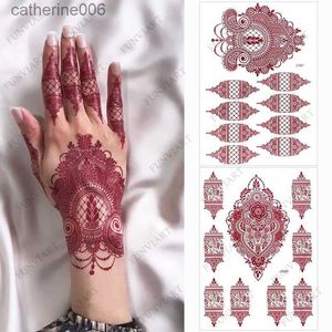 Tatuaże w kolorze naklejki na rysunki bordowe naklejki na tatuaż henna do ręcznego brązowy tatuaż henna dla kobiet body Art Wodoodporne Tattool231128