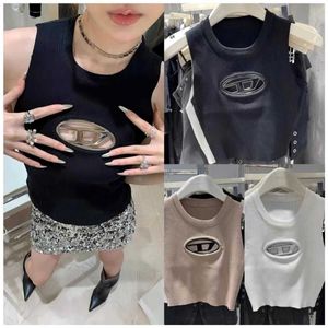 Diesels Tank Top Designer Damen T-Shirts Crop Y2k Tops Brief Drucken T-Shirt O Hals Kurzarm T-Shirts Frauen Kleidung Solide Baic Blau yh6