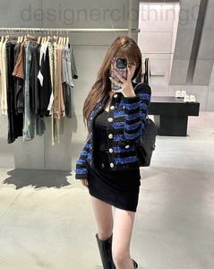 Women's Sweaters designer luxury Ba 23 Autumn New Small Fragrant Stripe Contrast Gold Button Knitted Cardigan Style Celebrity High end Short KVLZ