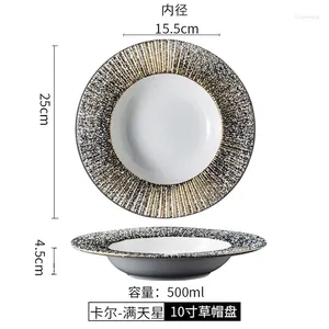 Plates Creative Modern Striped Ceramic Soup Bowl Pasta Western Dinner Plate 10/11 Inch Cooking Kitchen Utensils Porcelain