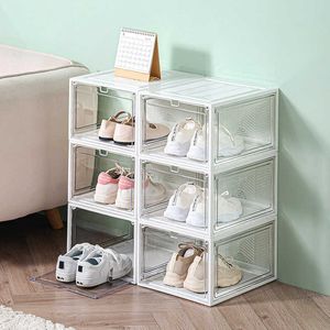 es Bins Plastic Transparent Slippers Sneakers Storage Box Home Closet Organizer Case Dustproof Shelf Stack Shoesbo W0428