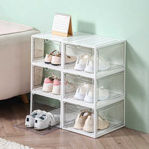 es Bins Kunststoff transparent Hausschuhe Turnschuhe Aufbewahrungsbox Home Closet Organizer Case Staubdichtes Regal Stack Shoesbo W0428