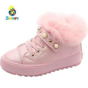 Сапоги для девочек, хлопковая детская зимняя обувь с короткими рукавами на зимнем меху для малышей 231127