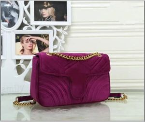최고 품질의 핸드백 Marmont Velvet Bags 골드 체인 핸드백 여성 유명한 브랜드 어깨 가방 럭스 디자이너 가방 가방 지갑 체인 용량 이브닝 백