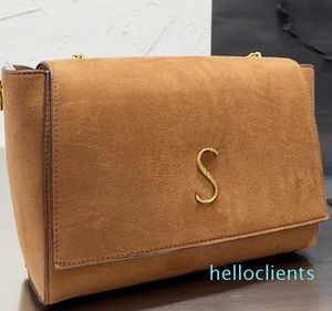 Designer Women Kate Suede Chain Shoulder Bag France Luxury Brand Vintage Nubuck Leather Crossbody Handbag Lady Chains remmar stora klaff messenger väskor