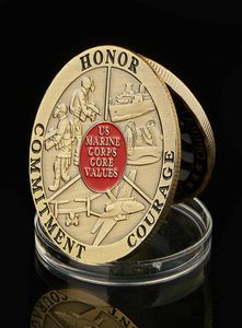 5PCS USA Marine Corps Valori fondamentali Impegno Onore Coraggio US Military Challenge Token Valore della moneta da collezione1453879