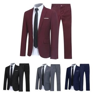 Men's Suits Blazers Men's Suit Groomsmen Regular Fit-Tuxedo JacketTrousers Men Suit Set Lapel Formal Stylish Buttons Pockets Blazer Dating Blazer 231127