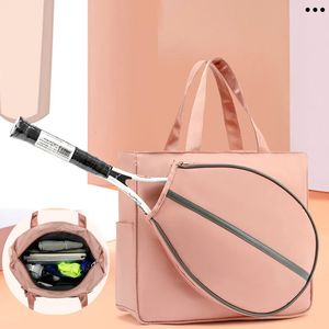 Utomhuspåsar Pinkwhite Color Tennis Badminton Racquet Shoulder Bag For Women Stor Sport Waterproof Tote Handbag Racket Gym 231127