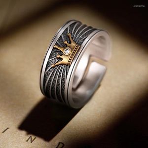 Cluster Ringe Männer Ring Retro Crown Design Finger Zubehör Für Freund Persönlichkeit Einstellbar S925 Männlich Schmuck