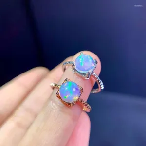 Cluster Rings YULEM Colourful Natural Opal Gemstone Flower Ring For Women Real 925 Sterling Silver Charm Fine Party Jewelry Round Shape